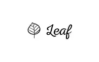 a black and white logo with a leaf