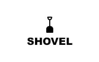 a black shovel with black text
